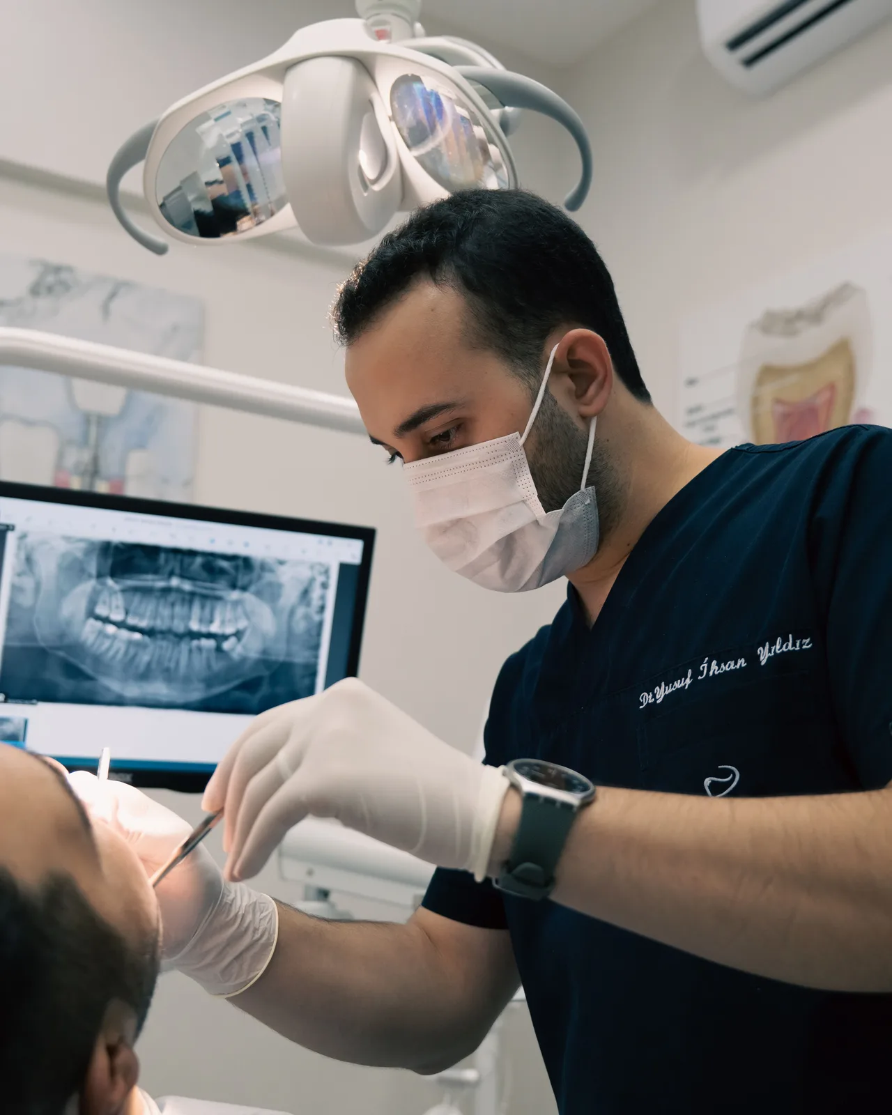 Implant planning from a panoramic X-ray, alongside the Sedation Options explanation in Virginia Beach